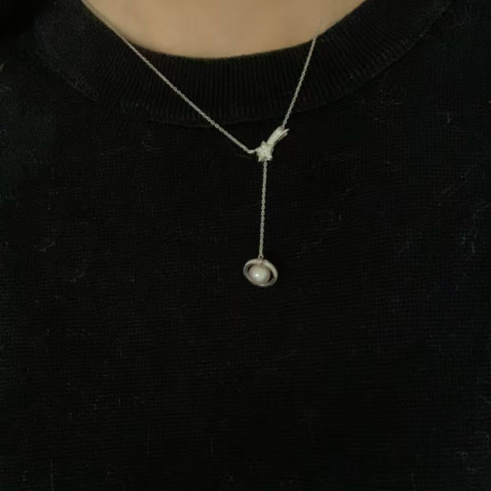 8.5mm Comet Akoya Grey Pearl Necklace