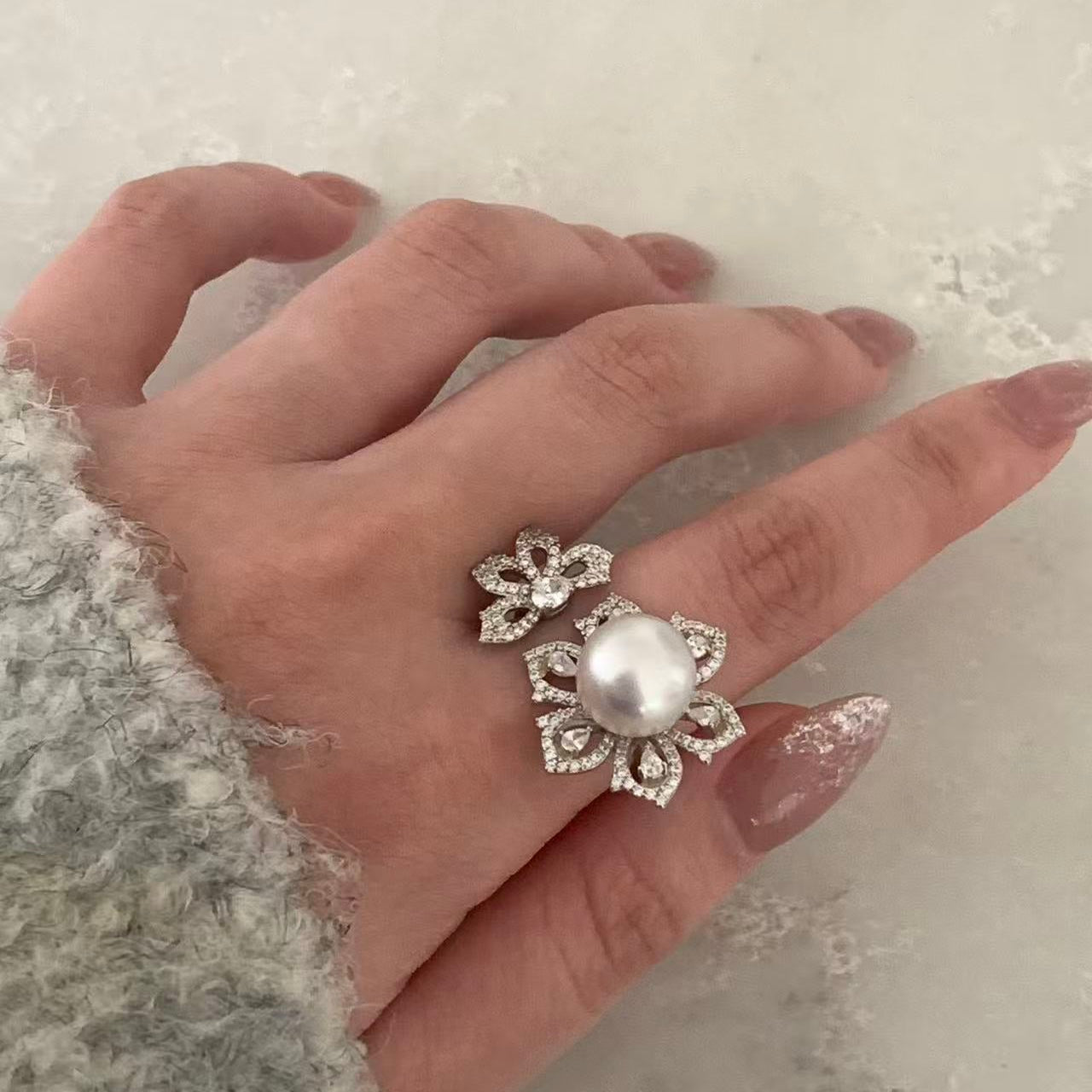 11mm Twin Blossom Australian South Sea Pearl Ring