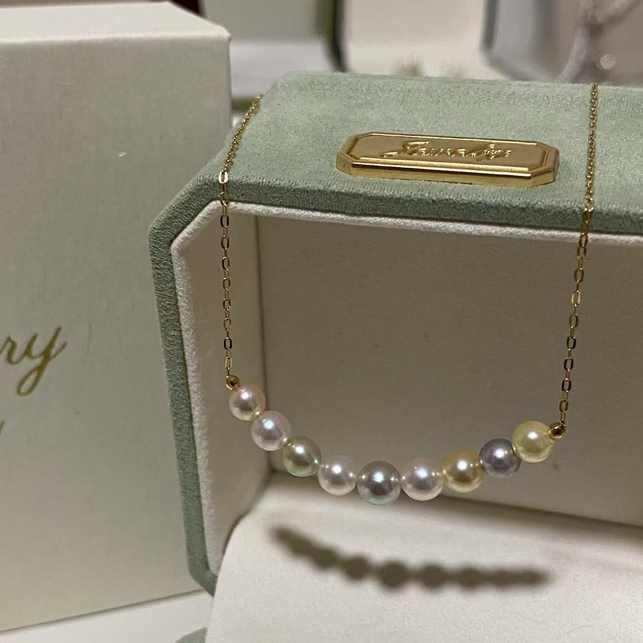 18K Gold Colorful Candy Akoya Pearl Necklace AN18K5550