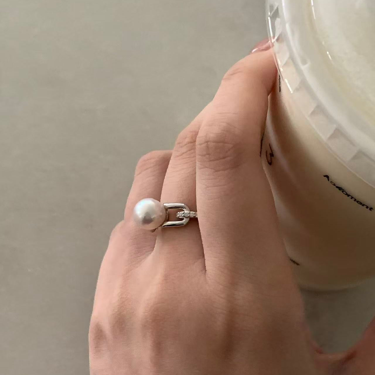 Aurora Paperclip Akoya Pearl Ring