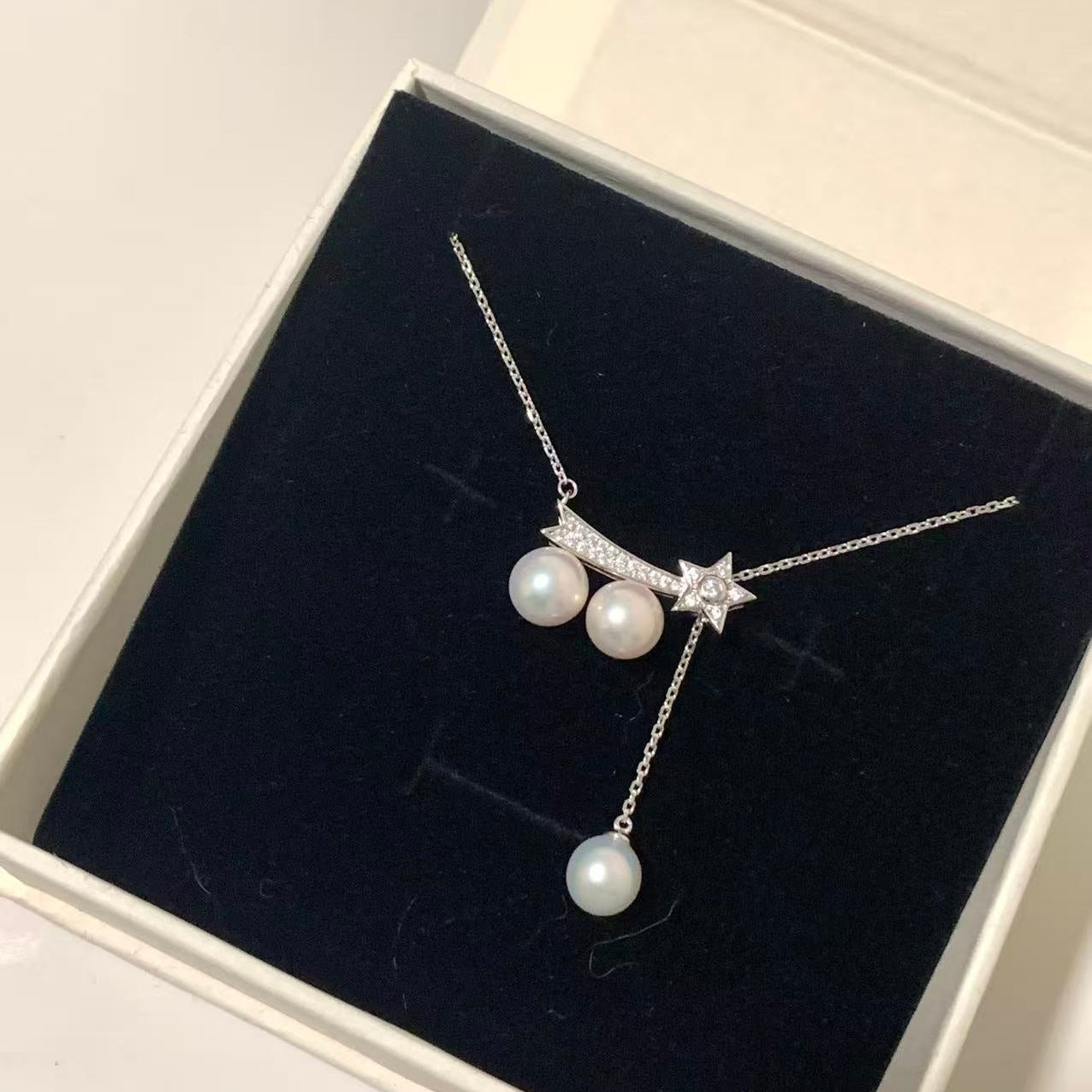 7.5-8mm Triple Pearl Shooting Star Necklace