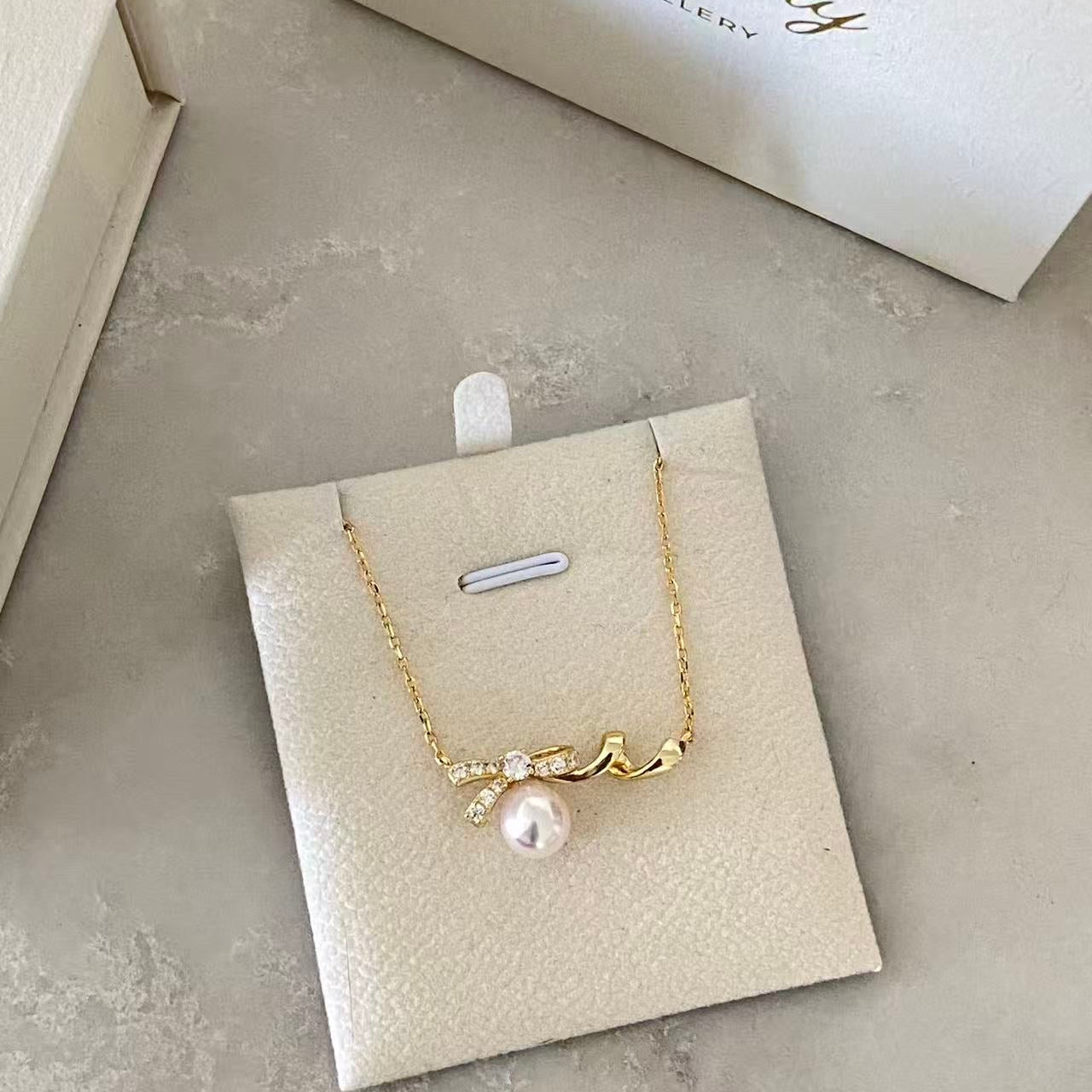 8mm Golden Bow Akoya Pearl Necklace