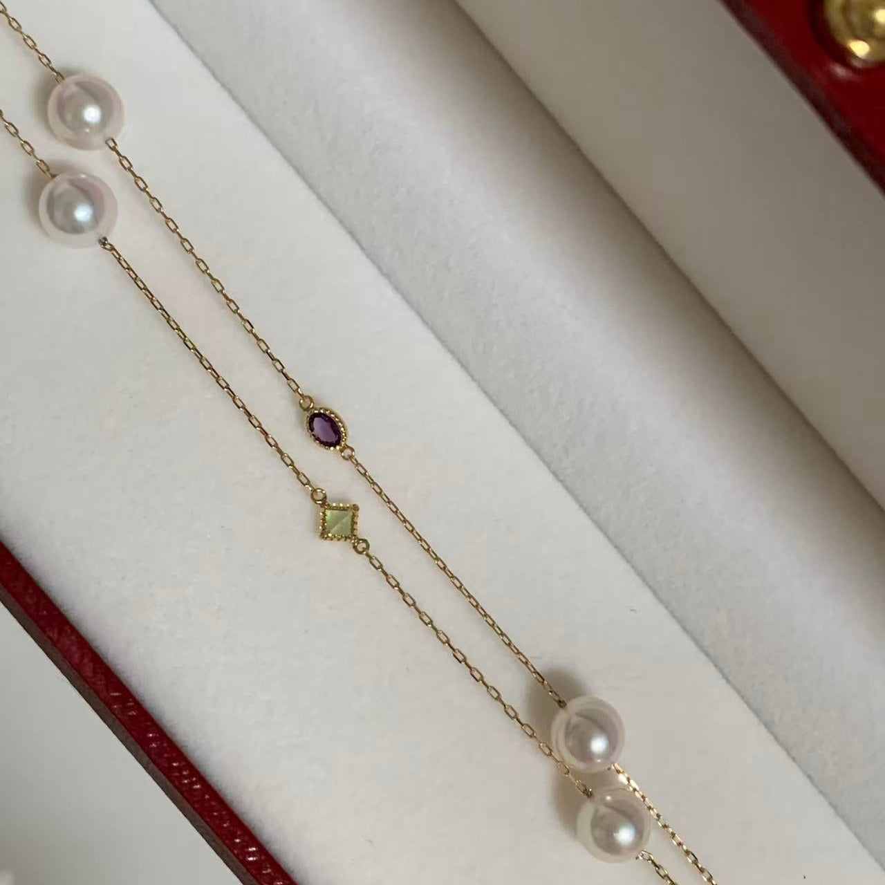 18K Gold Multi-Gemstone Akoya Pearl Starry Necklace