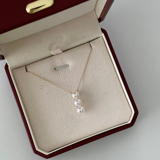 18K Gold Akoya Pearl & Diamond Pea Necklace