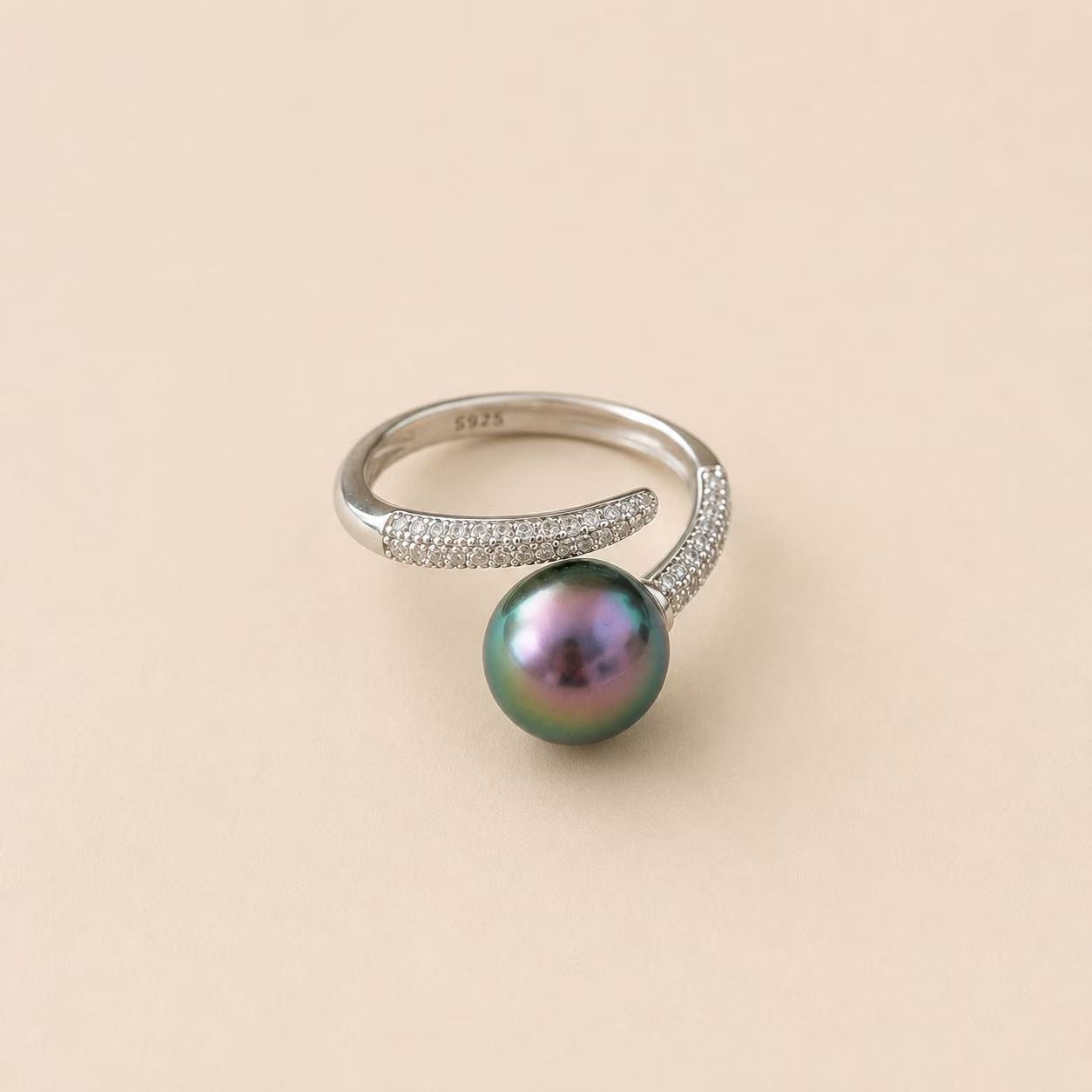 Tahitian Peacock Green Pearl Nail Ring