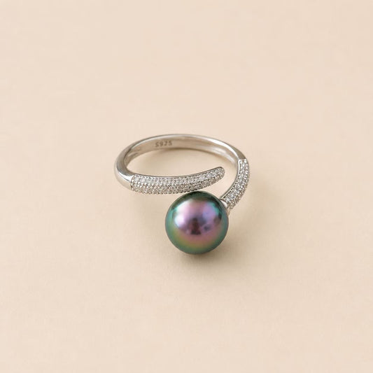 Tahitian Peacock Green Pearl Nail Ring
