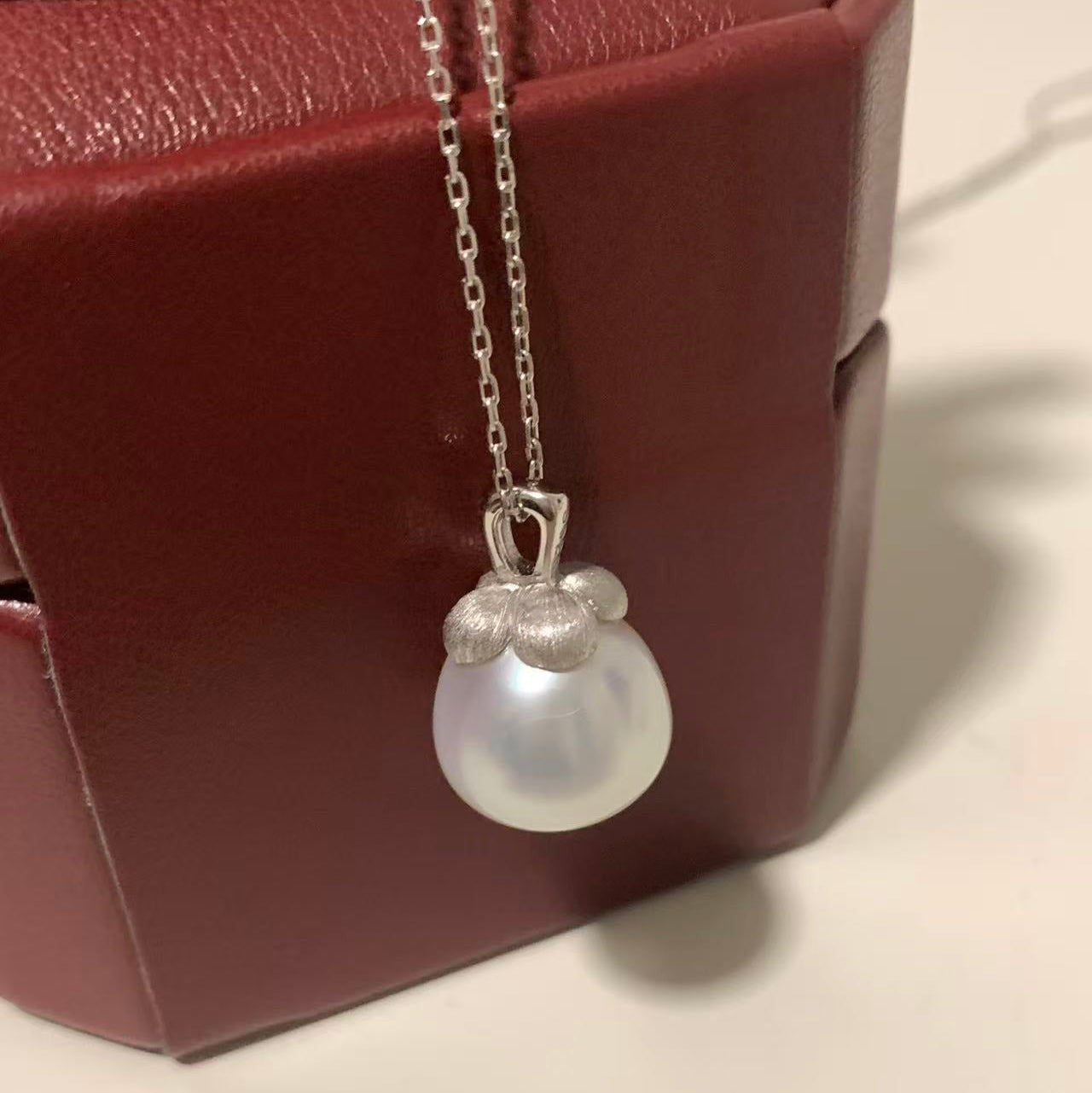 12-13mm Aurora Persimmon Australian White Pearl Necklace