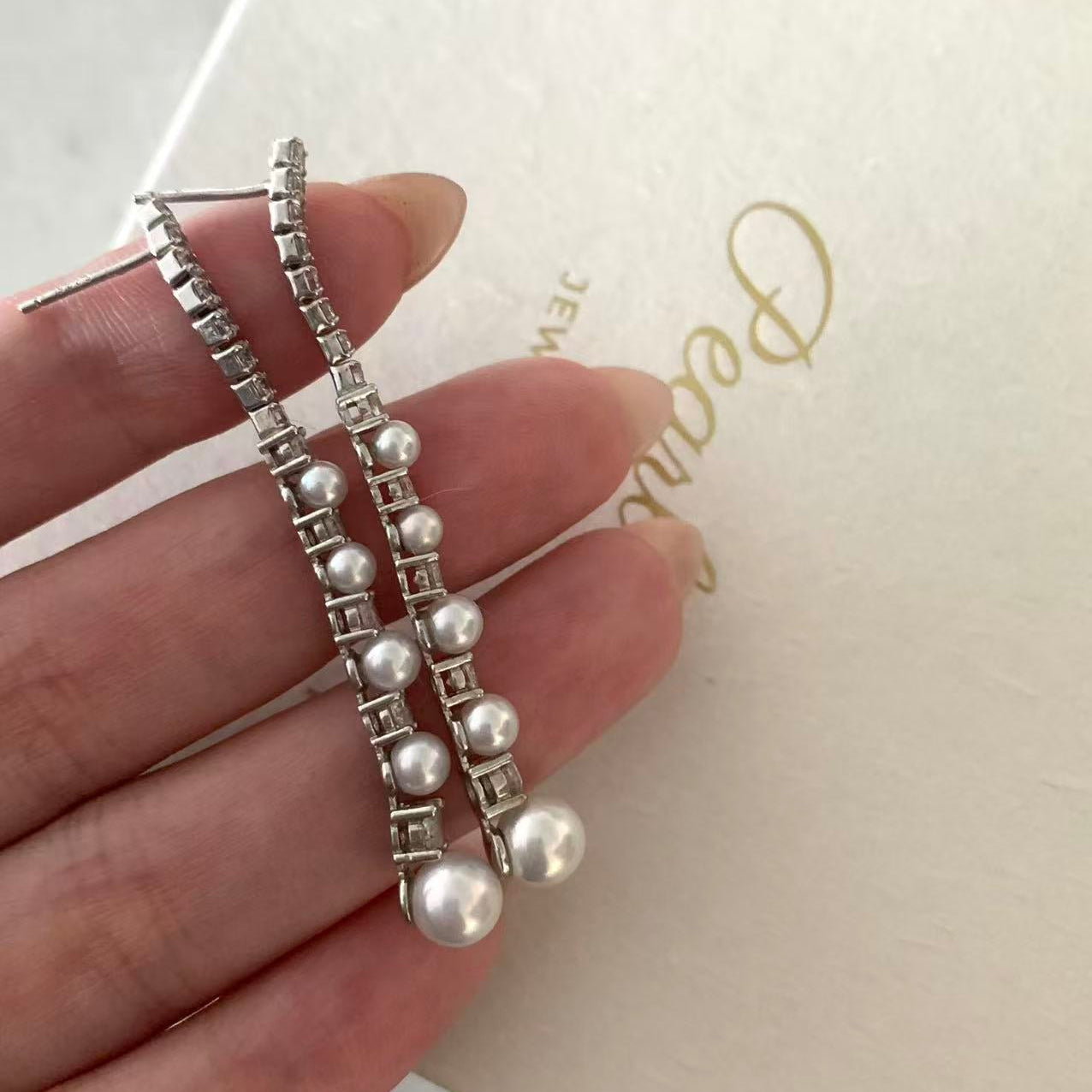 3.5-6mm Multi-pearl Tassel Earrings