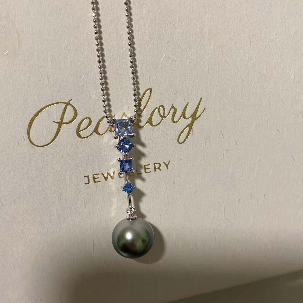 Blue ZirconTahitian Pearl Necklace