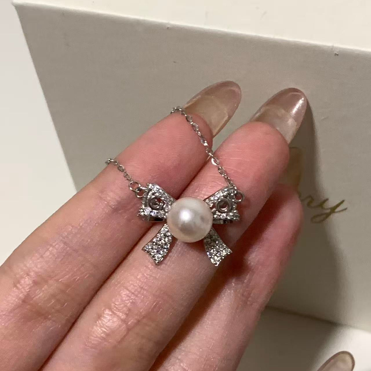 8mm Butterfly Bow Akoya Pearl Necklace