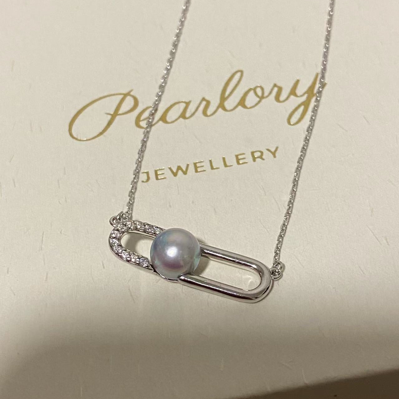 7-8mm Brooch Akoya Grey Pearl Necklace AGNS7800