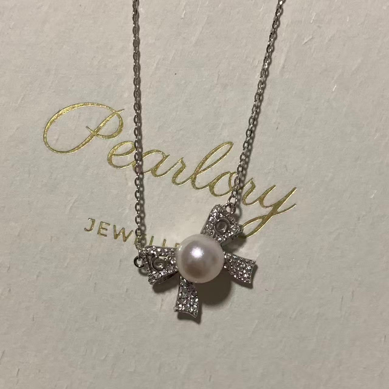 8mm Butterfly Bow Akoya Pearl Necklace