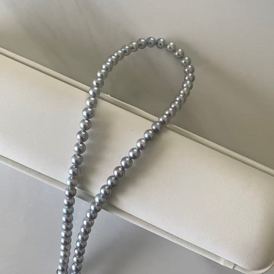 6-6.5mm Sky Mirror Akoya Gray Pearl Necklace