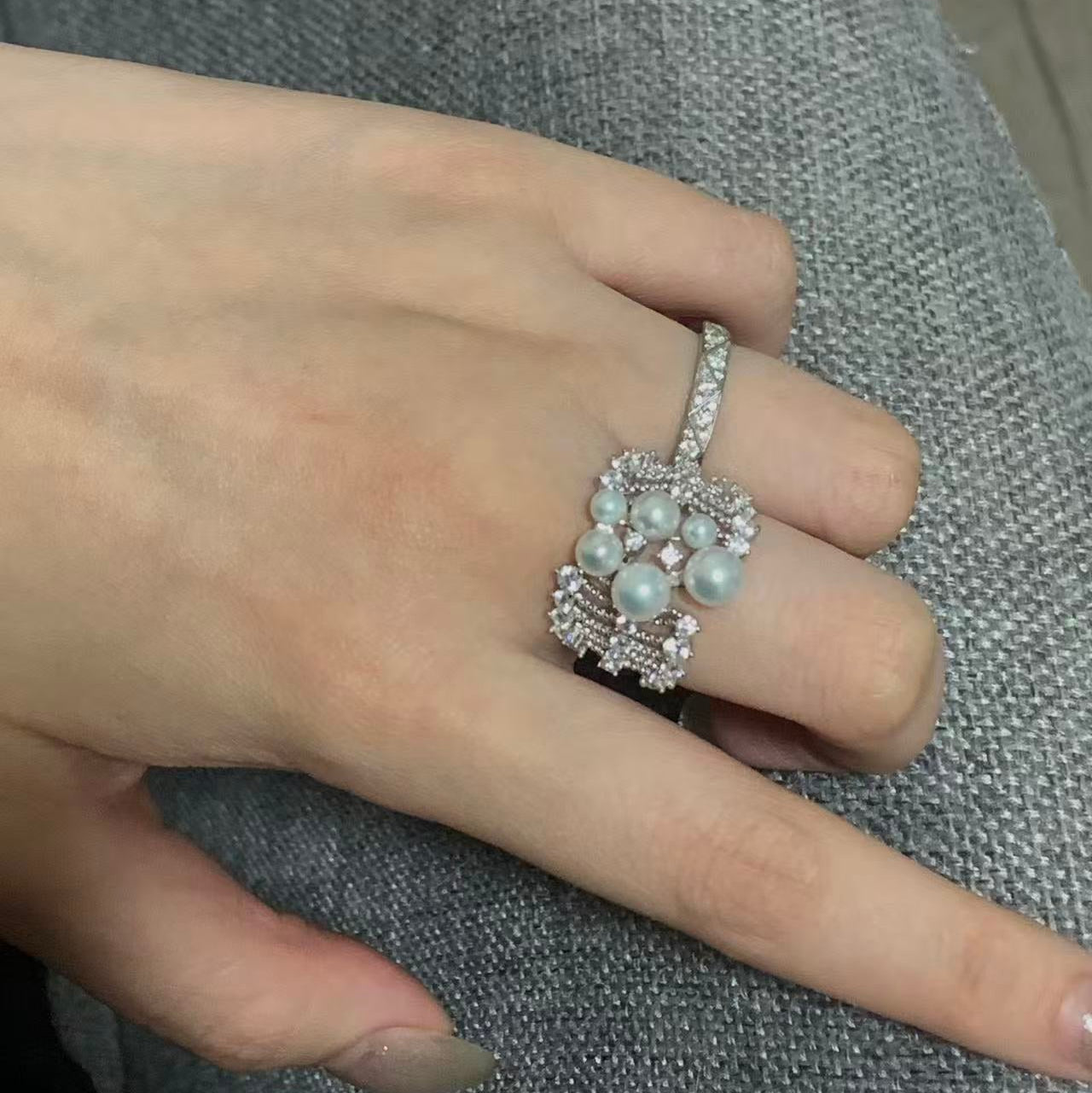 Lace Filigree Freshwater Pearl Ring FRS0356