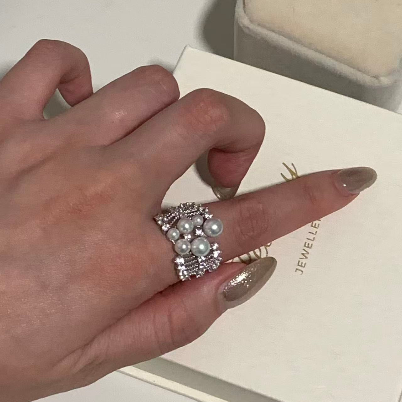 Lace Filigree Freshwater Pearl Ring FRS0356