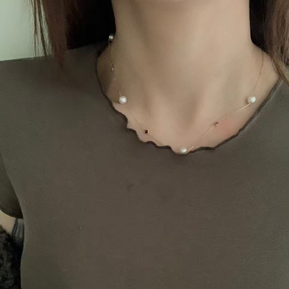 18K Gold Multi-Gemstone Akoya Pearl Starry Necklace
