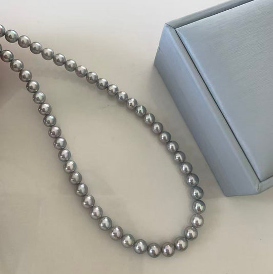 6-6.5mm Sky Mirror Akoya Gray Pearl Necklace