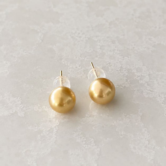 18K Gold South Sea Golden Pearl Stud Earrings