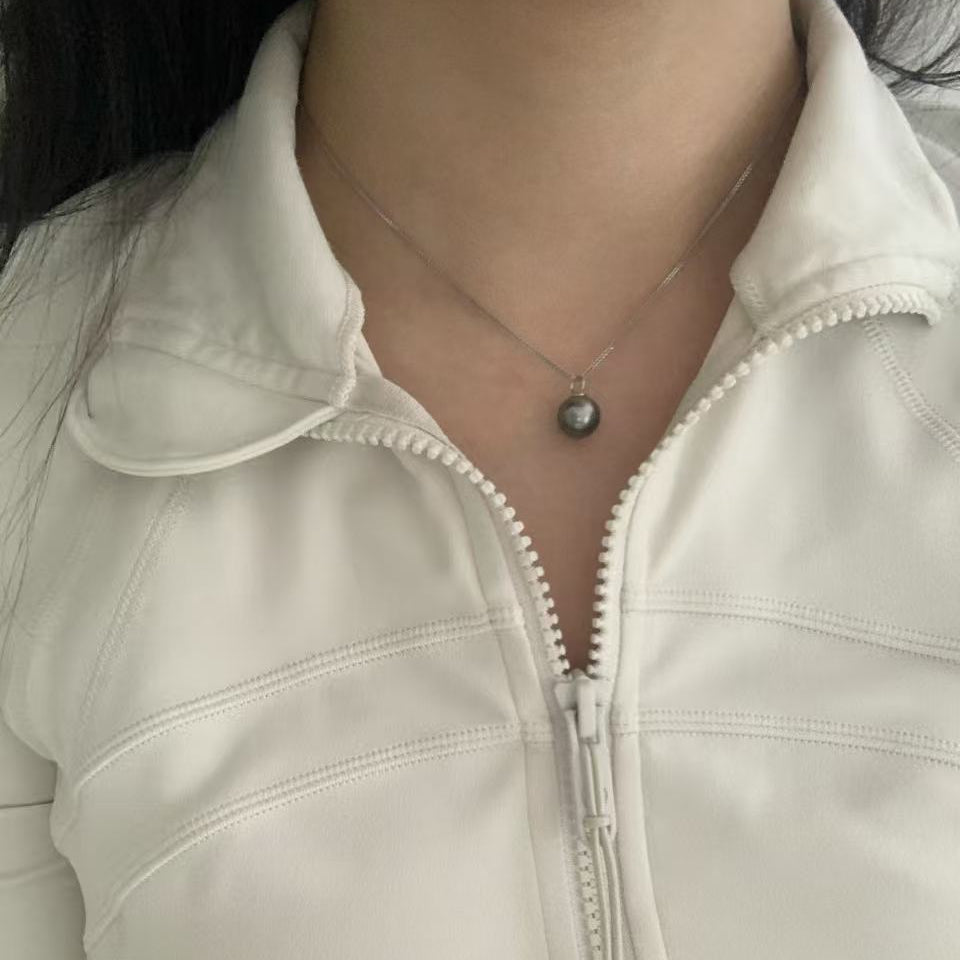 18K Gold Very Simple Tahitian Pearl Necklace