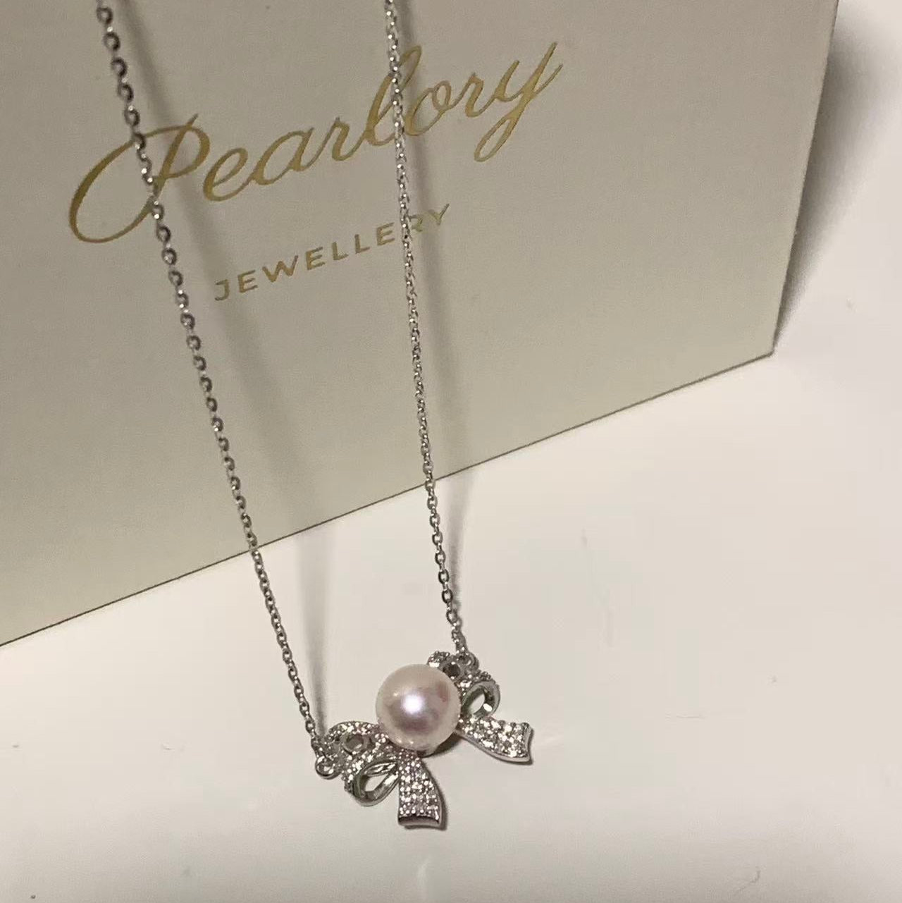 8mm Butterfly Bow Akoya Pearl Necklace