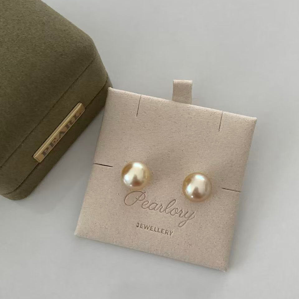 11-12mm 18K Golden South Sea Pearl Stud Earrings
