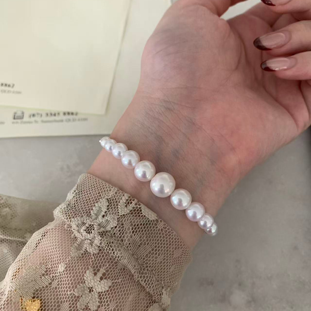 18K White Gold Aurora Crescent Freshwater Pearl Bracelet