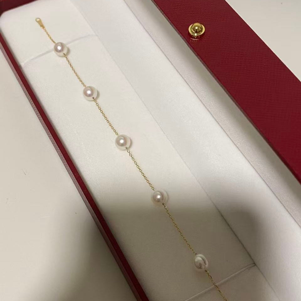 18K Gold Gypsophila Akoya Pearl Bracelet  AB18K0700