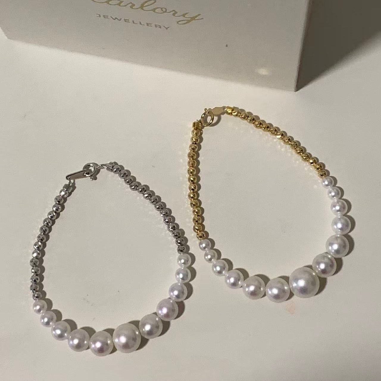 18K Yellow Gold Aurora Crescent Freshwater Pearl Bracelet