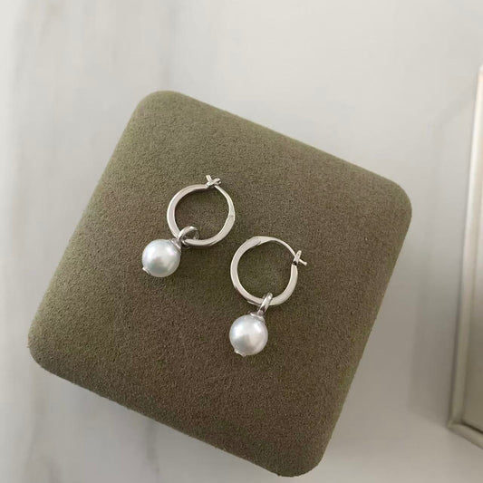 7-7.5mm Akoya Pearl Hoop Earrings