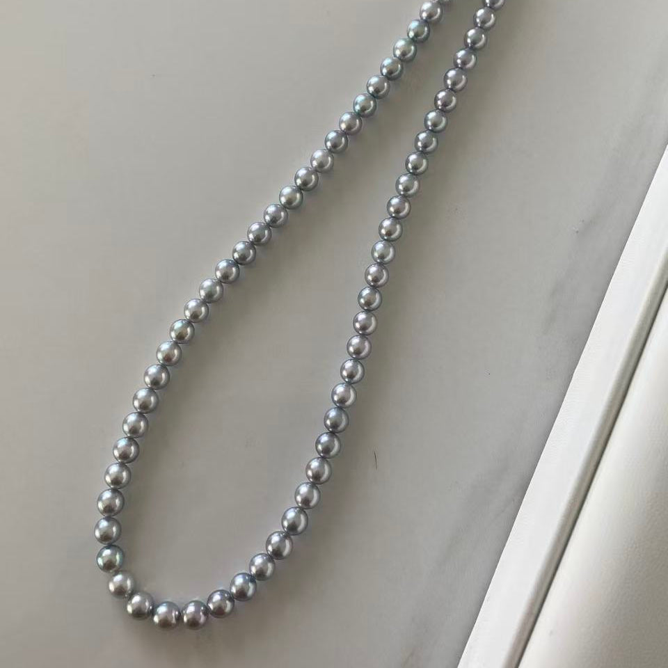 6-6.5mm Sky Mirror Akoya Gray Pearl Necklace