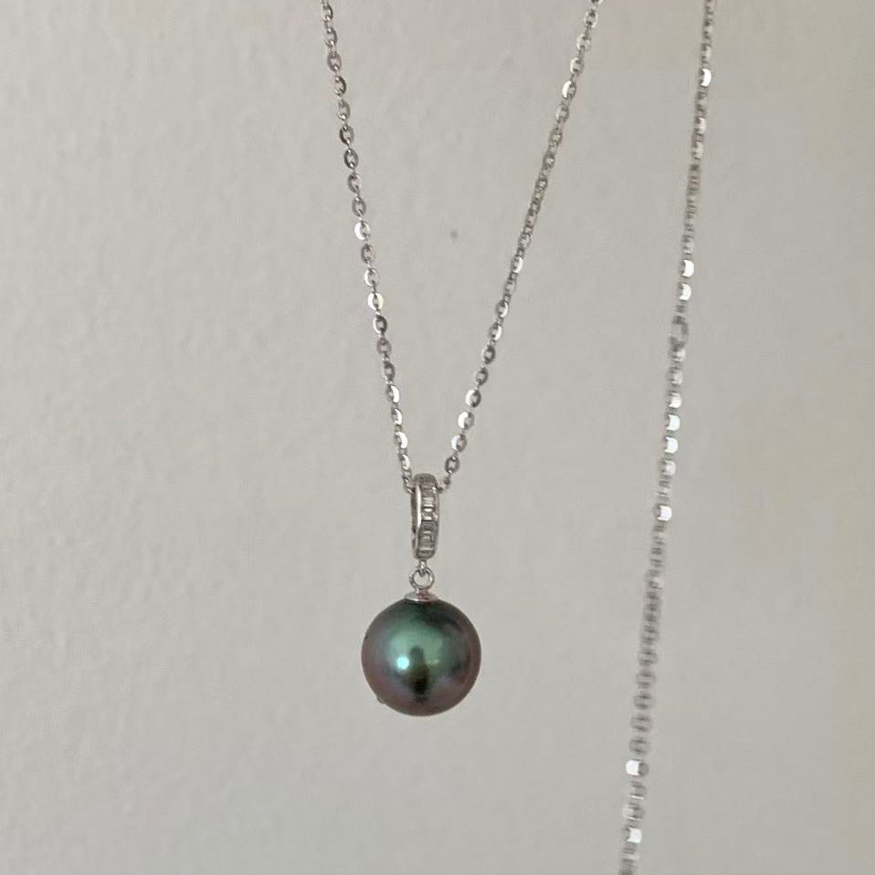 18K White Gold Tahitian Pearl Necklace TN18KZ1060