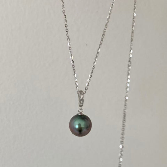 18K White Gold Tahitian Pearl Necklace TN18KZ1060