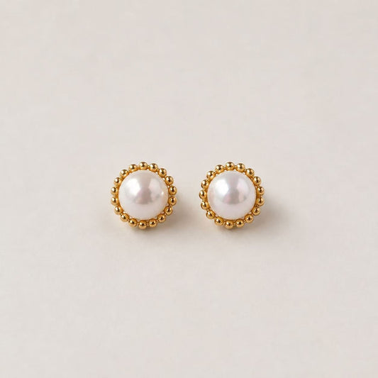 18K Gold Akoya Sunflower Stud Earrings