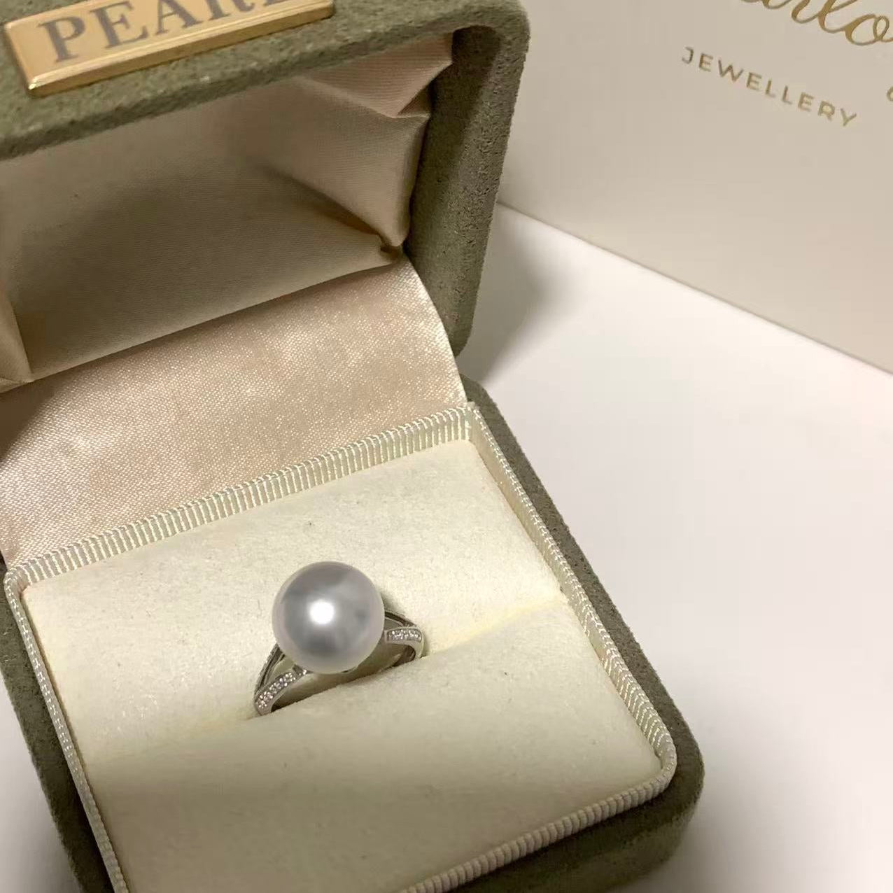 11-12mm Classic Diamond Australian South Sea Pearl Ring