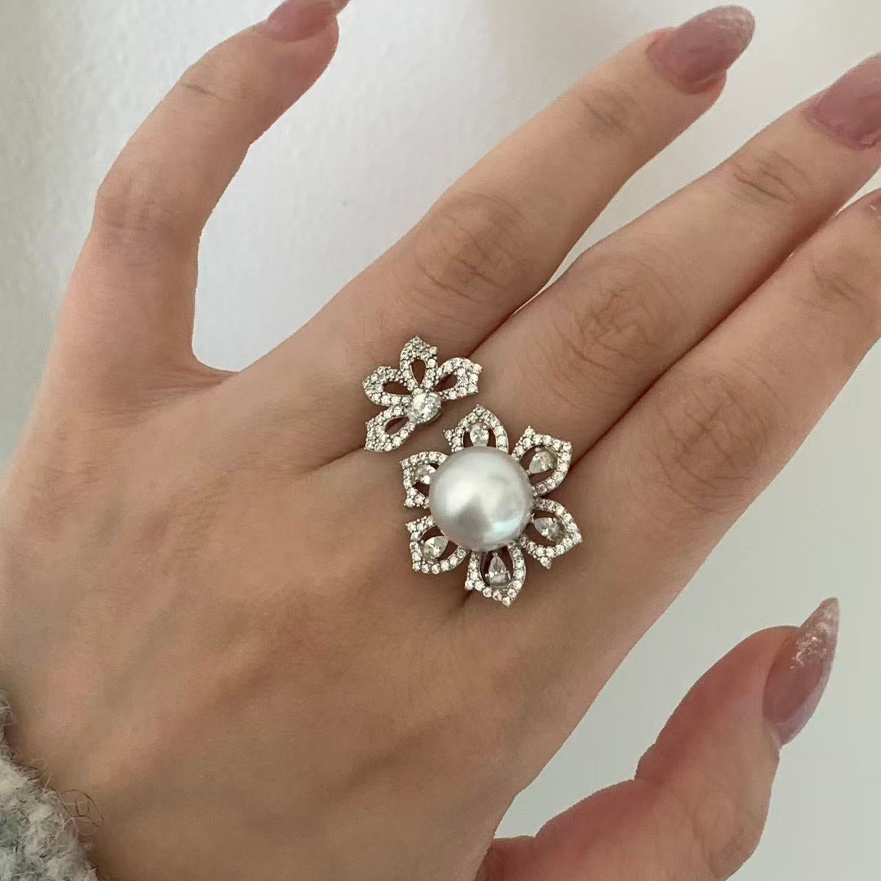 11mm Twin Blossom Australian South Sea Pearl Ring
