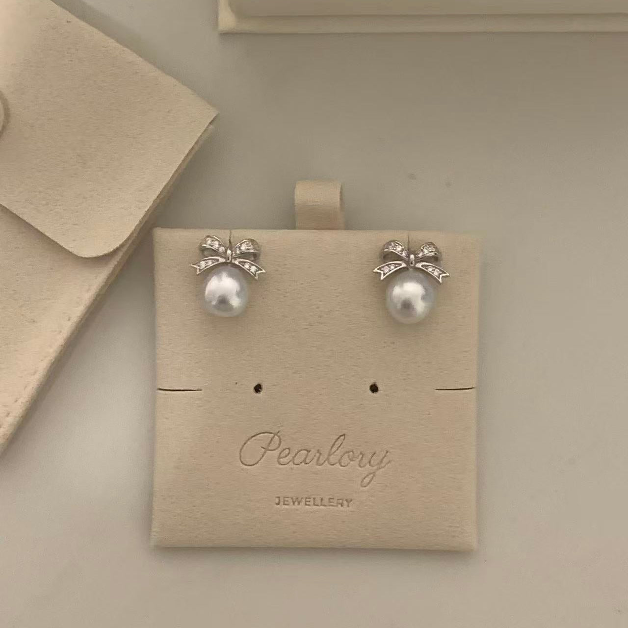 9-10mm Silver Blue Bow Australian South Sea Earrings
