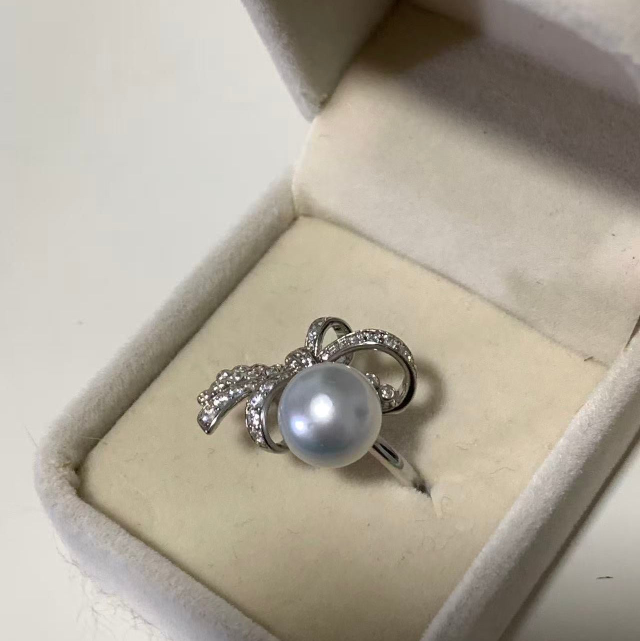 Silver Tone Australian South Sea Pearl  Ring