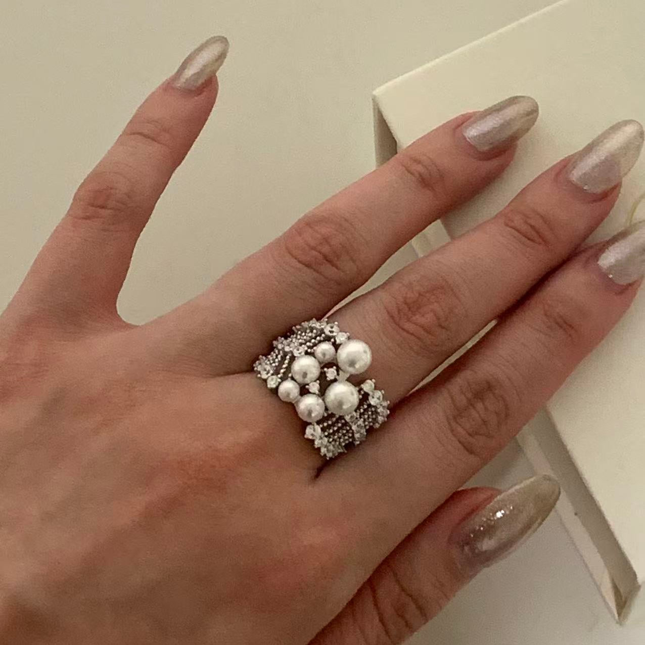 Lace Filigree Freshwater Pearl Ring FRS0356