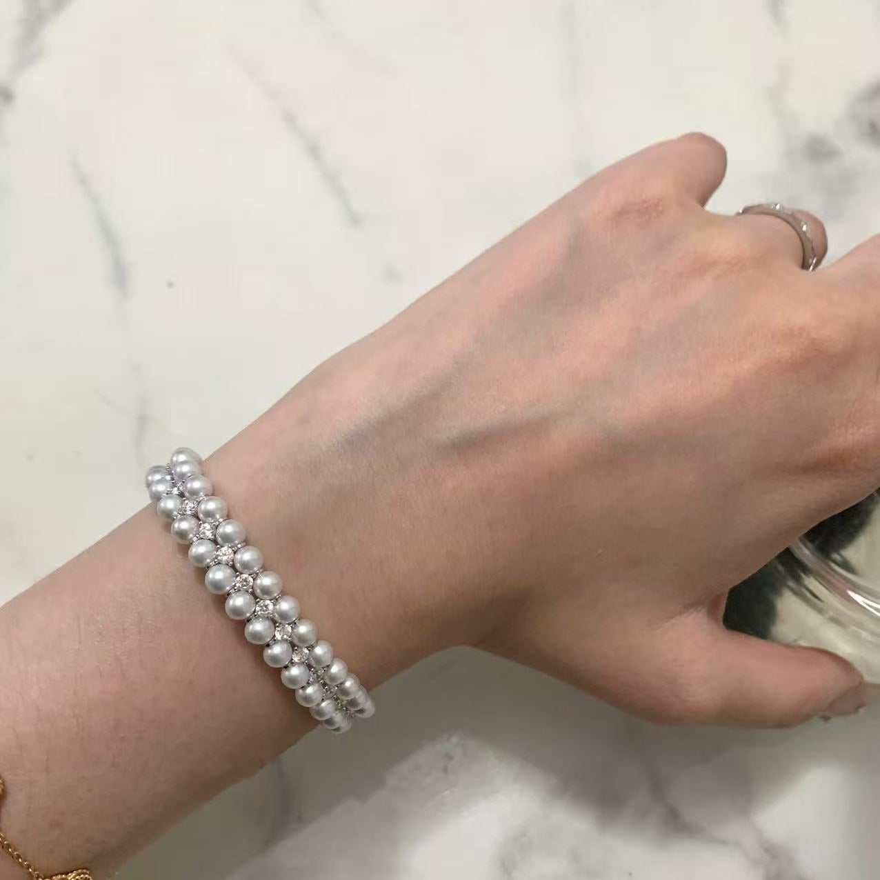 (Pre-order) 4-4.5mm Aurora Double-Row Freshwater Pearl Bracelet