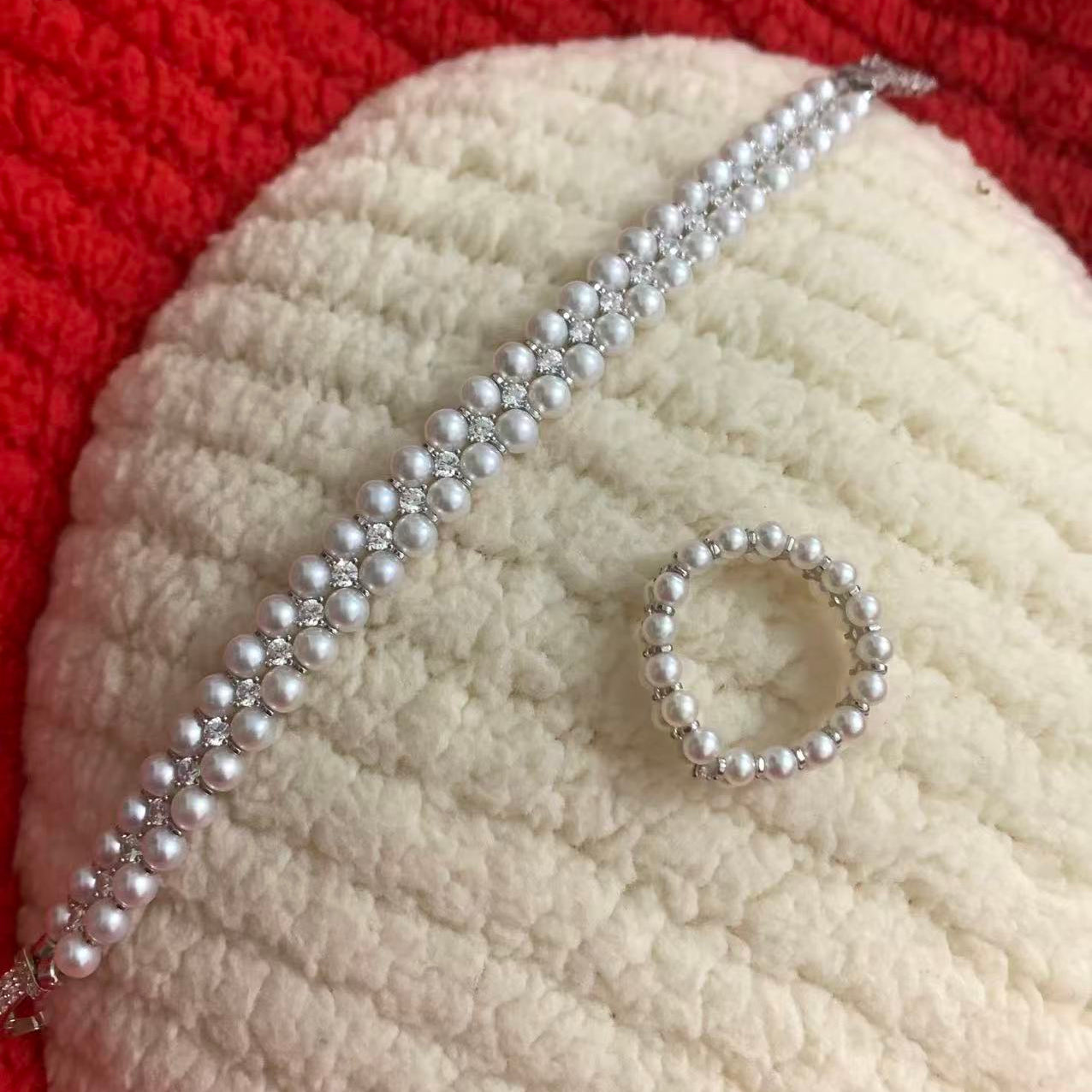 (Pre-order) Double-Row Aurora Freshwater Pearl Set FPPS012