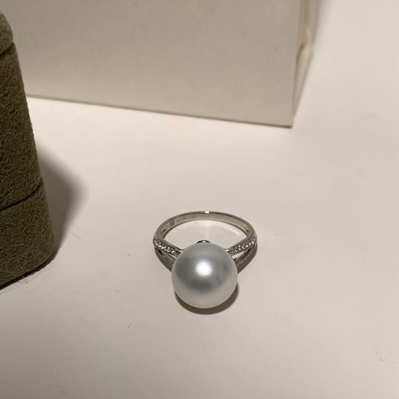 11-12mm Classic Diamond Australian South Sea Pearl Ring