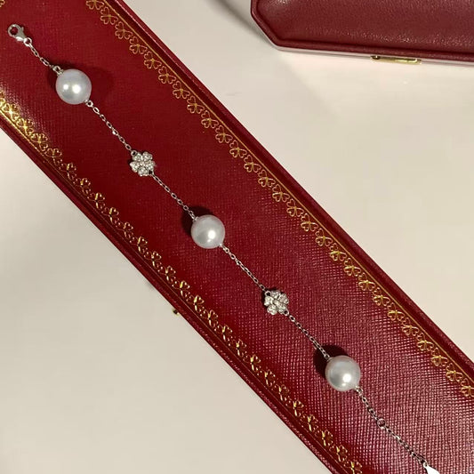 Australian South Sea Pearl Floral Three-Pearl Bracelet