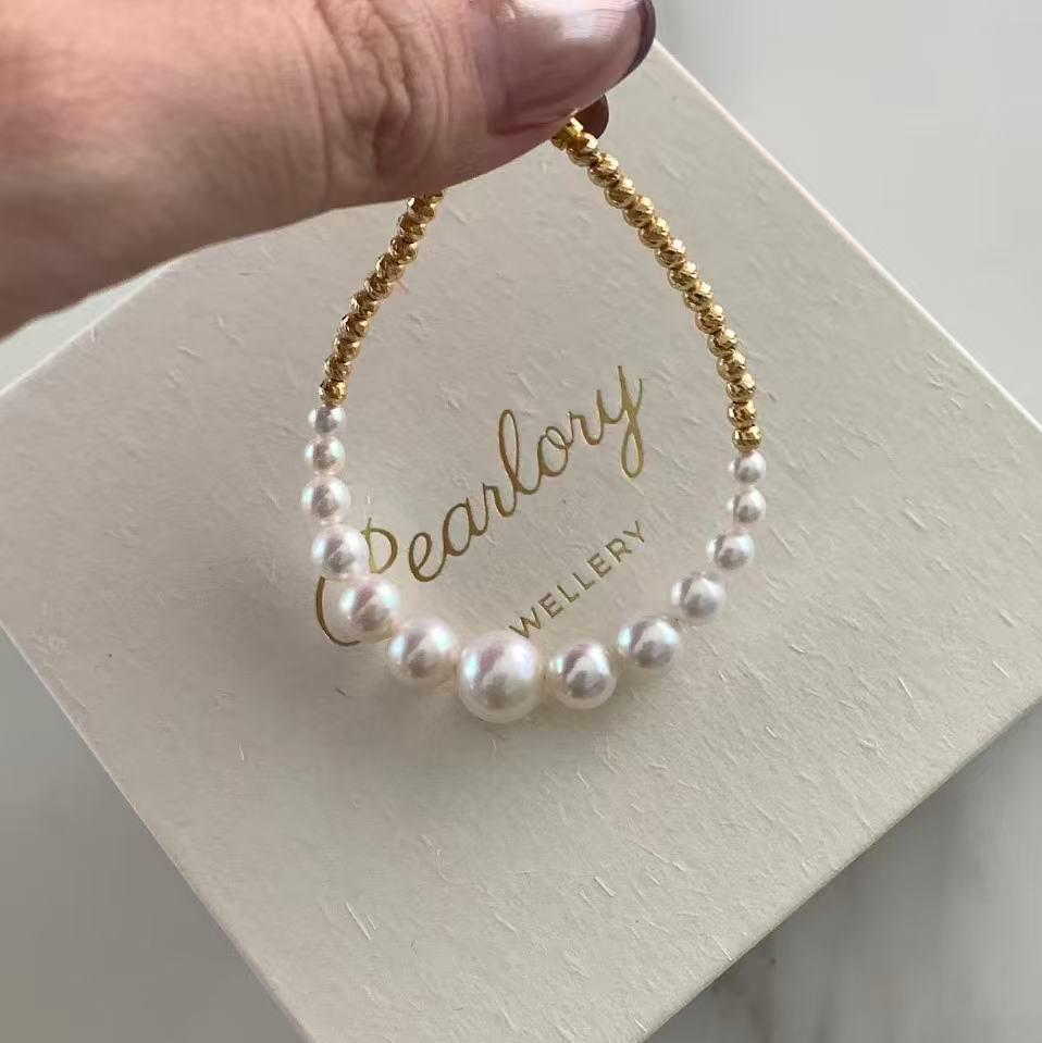 18K Yellow Gold Aurora Crescent Freshwater Pearl Bracelet