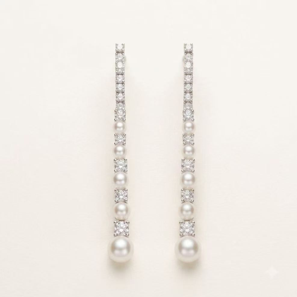 3.5-6mm Multi-pearl Tassel Earrings