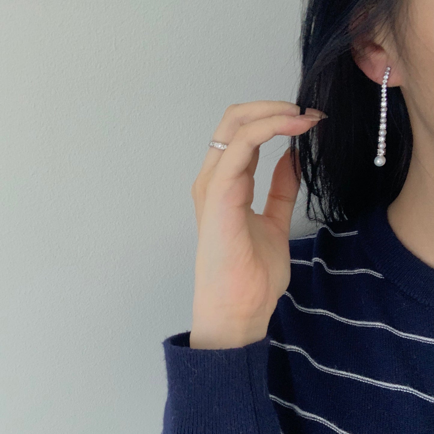 3.5-6mm Multi-pearl Tassel Earrings