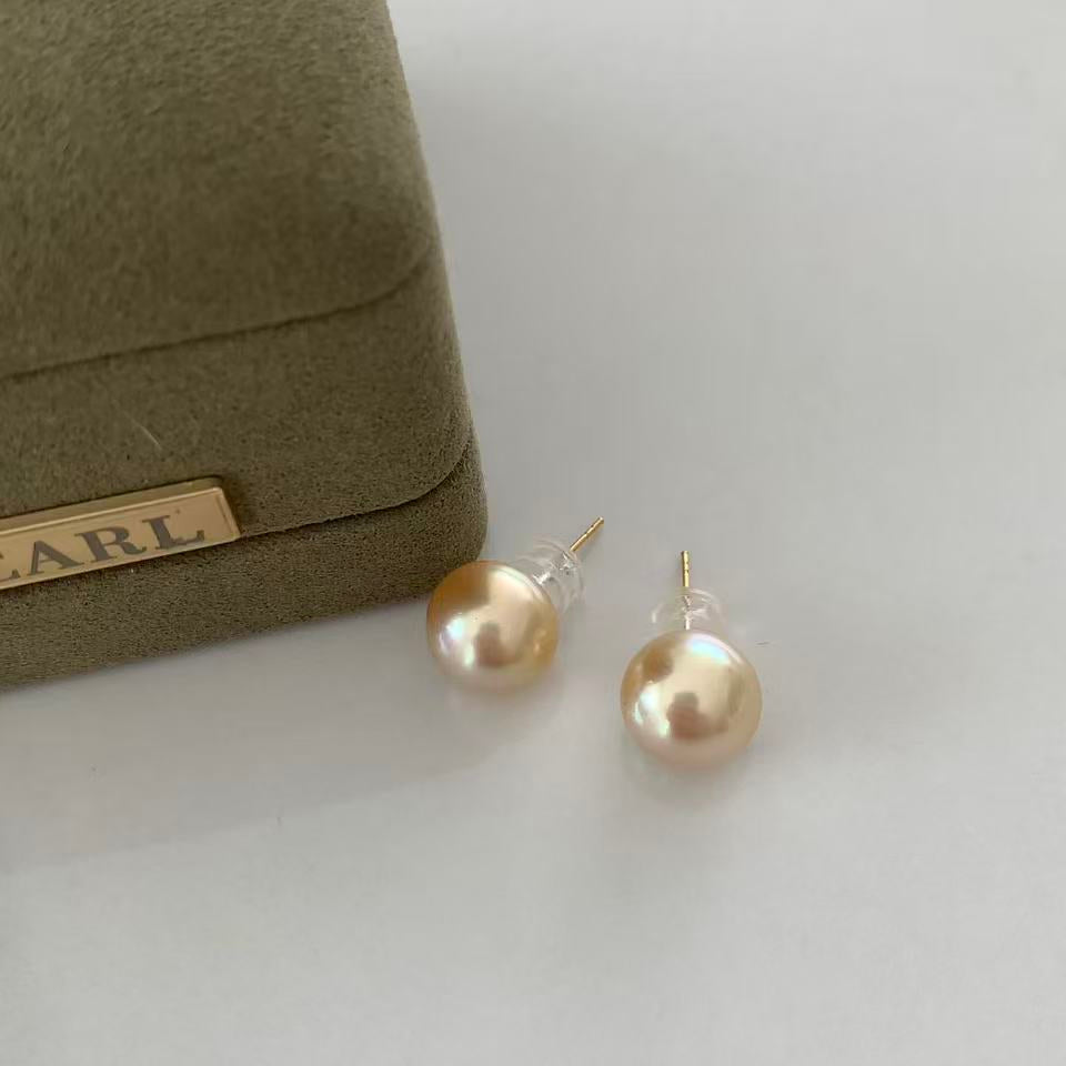 11-12mm 18K Golden South Sea Pearl Stud Earrings