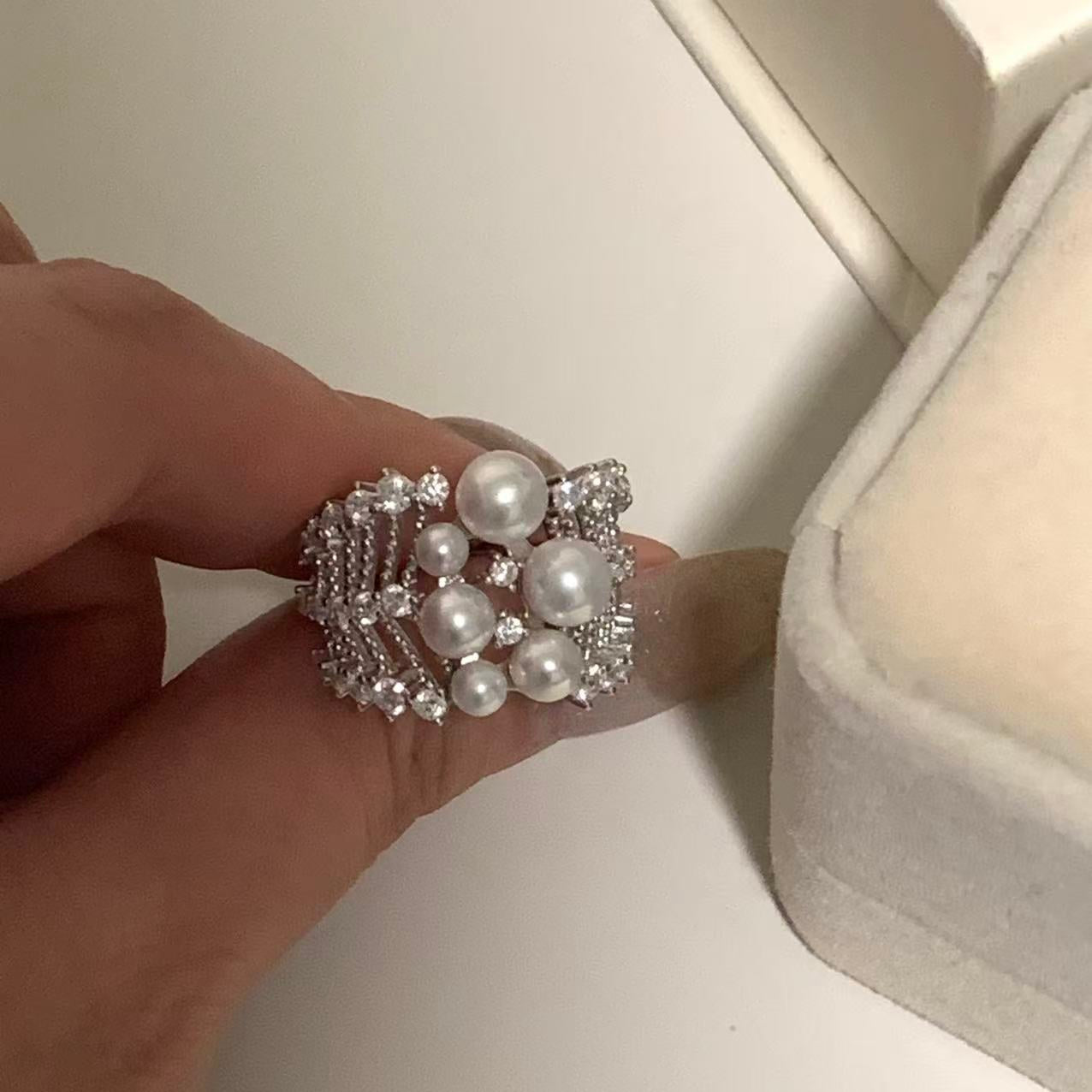 Lace Filigree Freshwater Pearl Ring FRS0356