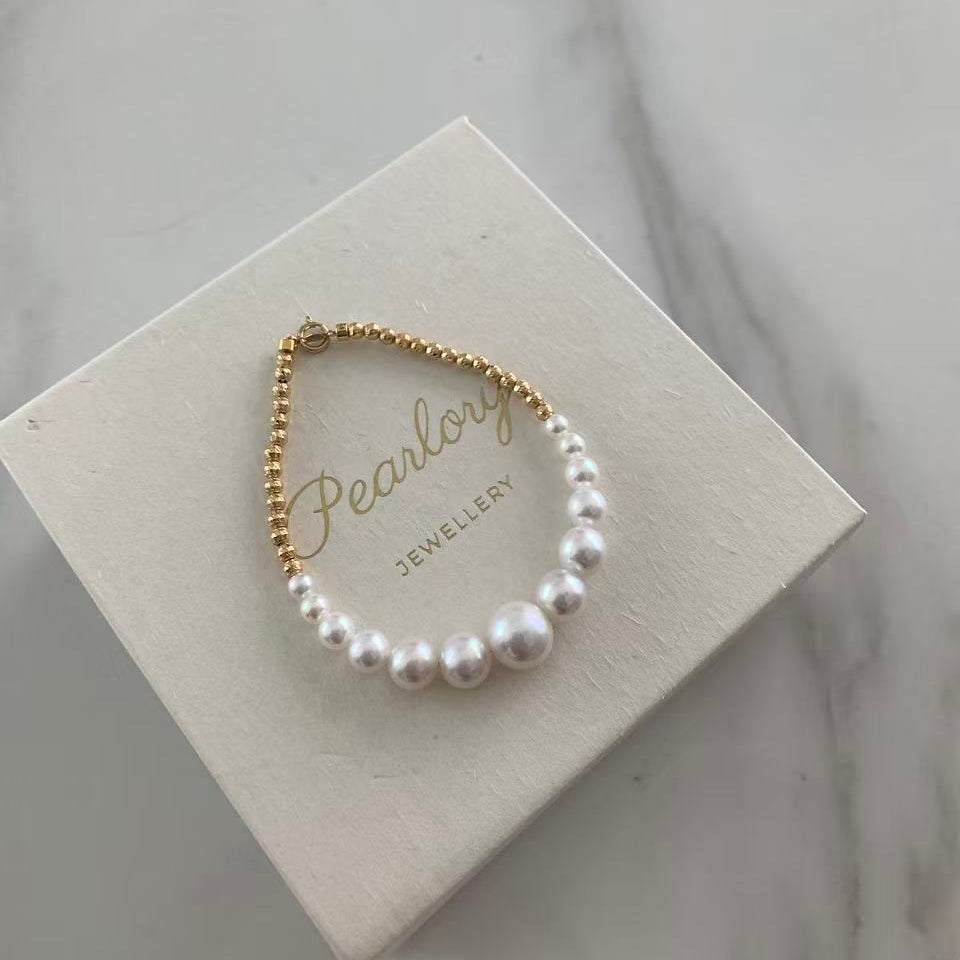 18K Yellow Gold Aurora Crescent Freshwater Pearl Bracelet