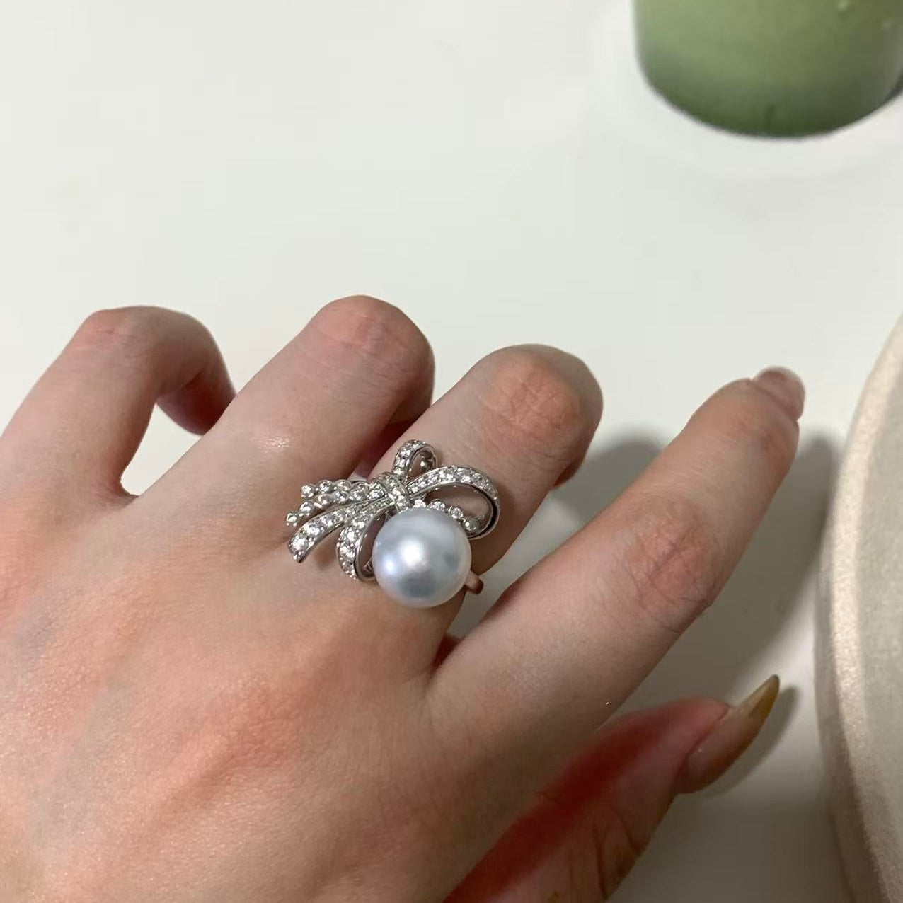 Silver Tone Australian South Sea Pearl  Ring