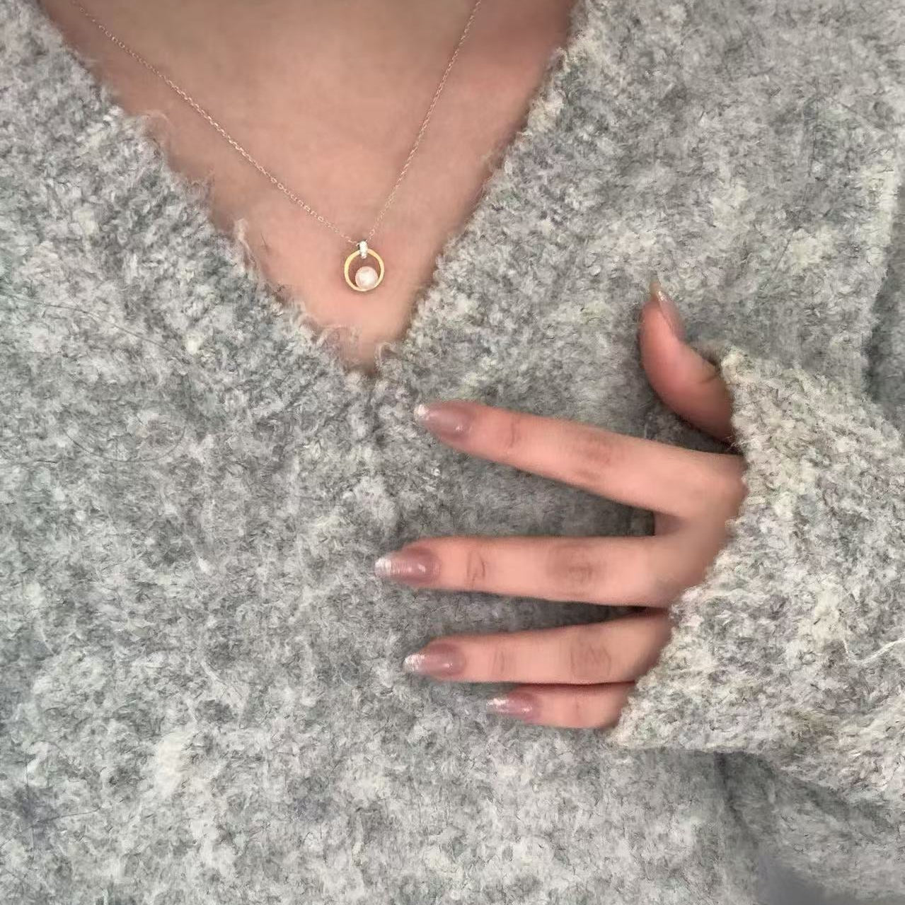 Akoya Pearl Double Halo Necklace